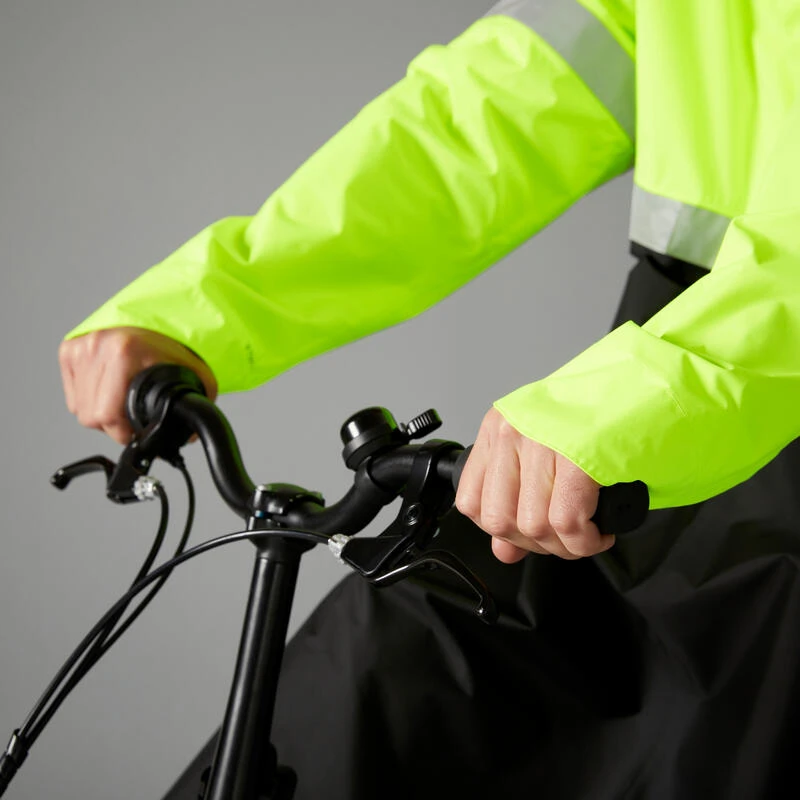 BTWIN PONCHO PLUIE VISIBILITE JOUR NUIT 560 NOIR JAUNE FLUO – Image 5