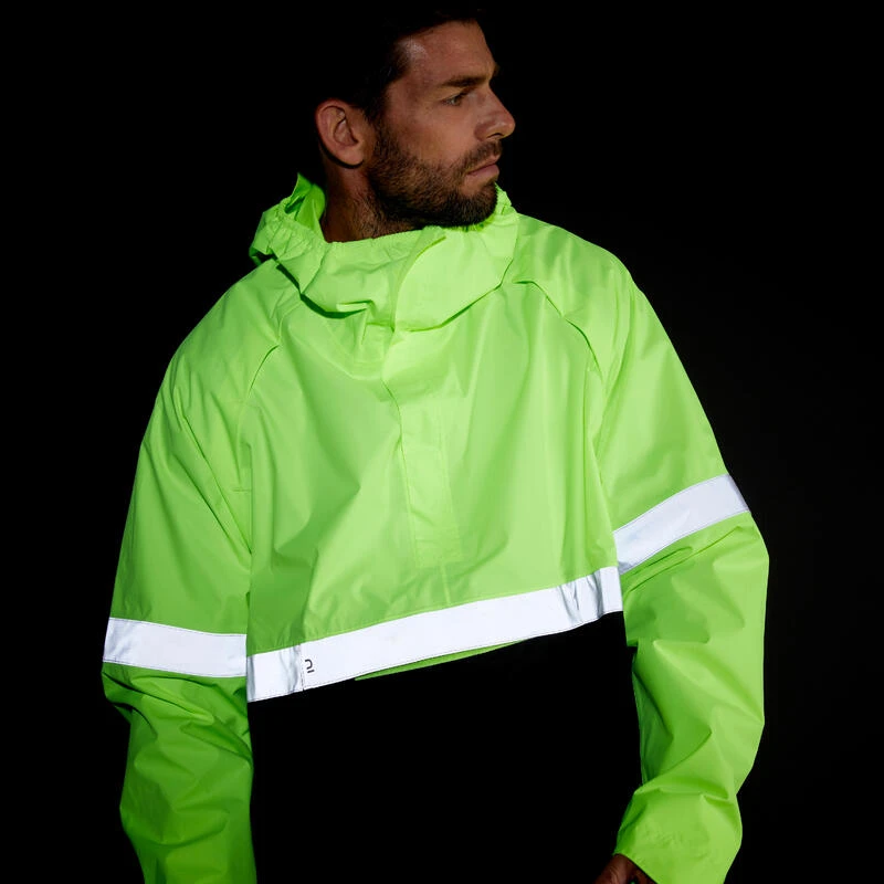 BTWIN PONCHO PLUIE VISIBILITE JOUR NUIT 560 NOIR JAUNE FLUO – Image 10