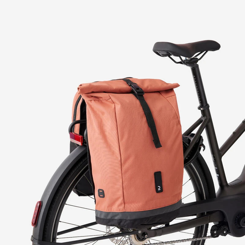 BTWIN SAC A DOS VELO POUR PORTE-BAGAGES DOUBLE 27 LITRES SEPIA – Image 3