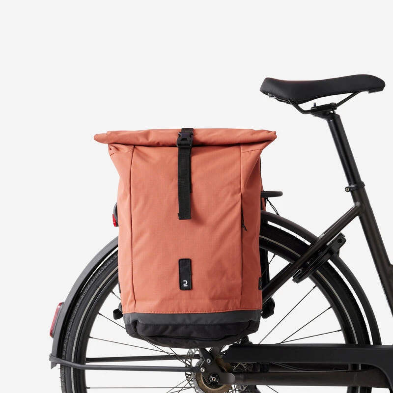 BTWIN SAC A DOS VELO POUR PORTE-BAGAGES DOUBLE 27 LITRES SEPIA – Image 8