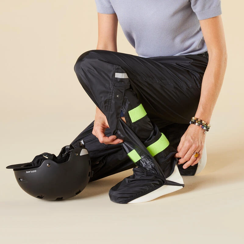 BTWIN SURPANTALON PLUIE VELO VILLE AVEC COUVRE-CHAUSSURES INTEGREES 100 NOIR – Image 5